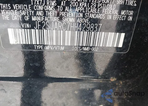 2017 Subaru Forester 2.5I Limited z USA, uszkodzony, nr VIN JF2SJARC7HH429837